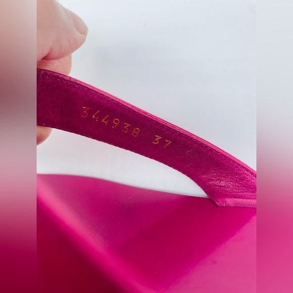 Gucci Fuschia Pink vernice crystal leather micro Guccisima sandals EU 37 US 7 - Picture 9 of 12